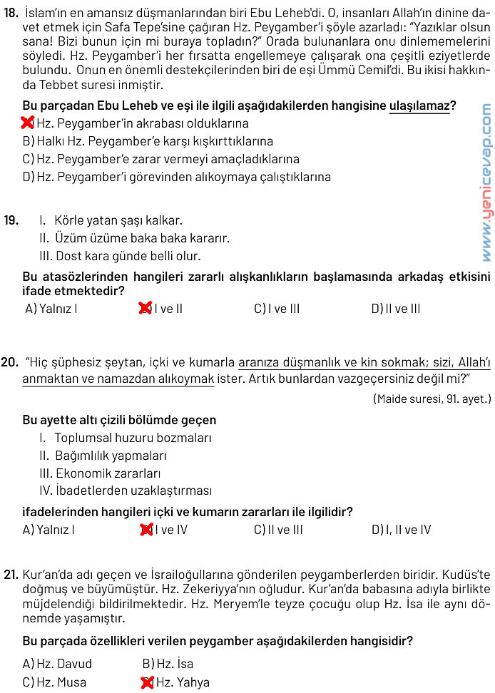 6. Sınıf Din Kültürü Kitabı Sayfa 96 97 98 99 100 Cevapları Meb