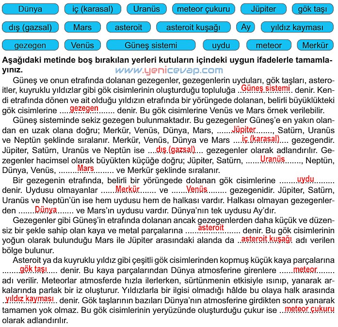 6. Sınıf Fen Bilimleri Kitabı Sayfa 12 13 14 15 16 Cevapları Meb