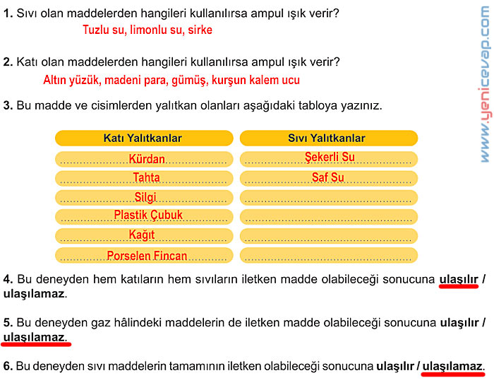 6. Sınıf Fen Bilimleri Kitabı Sayfa 204 205 206 207 208 Cevapları Meb