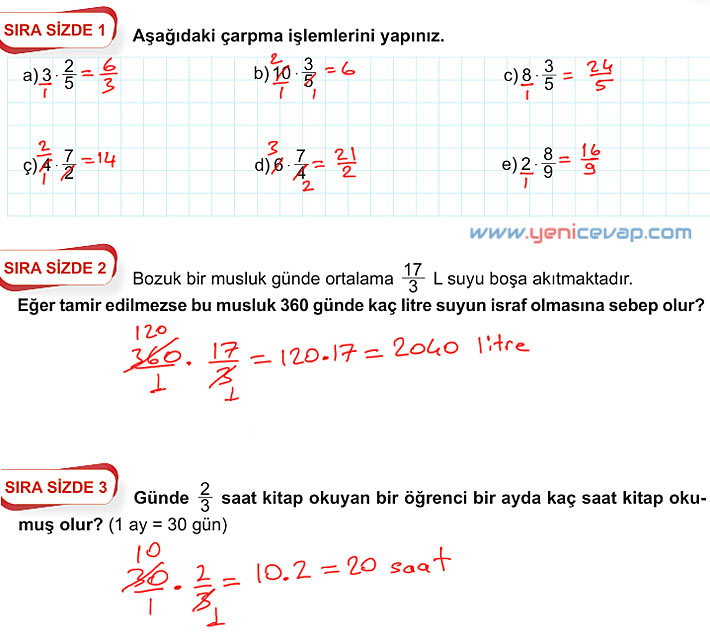 6. Sınıf Matematik Kitabı Sayfa 97 98 99 101 103 Cevapları Meb