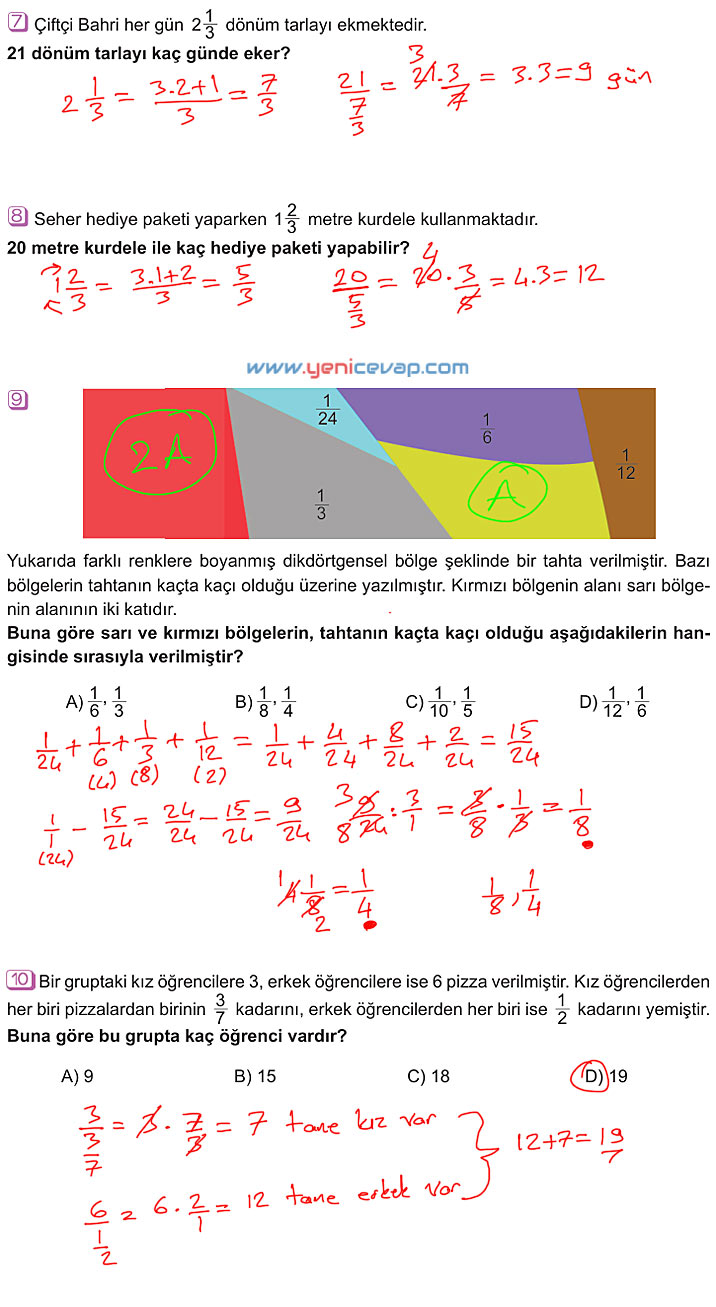 6. Sınıf Matematik Kitabı Sayfa 104 111 112 119 125 Cevapları Meb