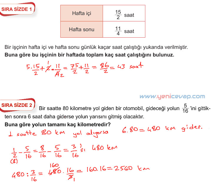 6. Sınıf Matematik Kitabı Sayfa 104 111 112 119 125 Cevapları Meb
