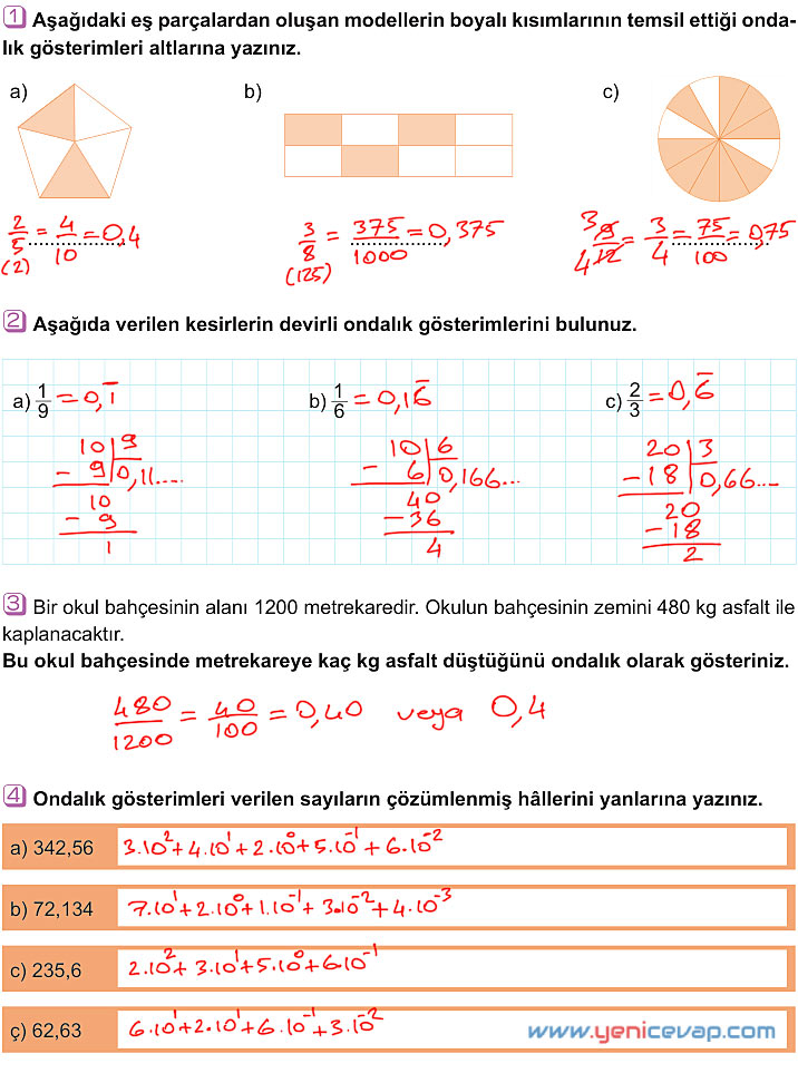 6. Sınıf Matematik Kitabı Sayfa 131 139 140 141 144 145 Cevapları Meb