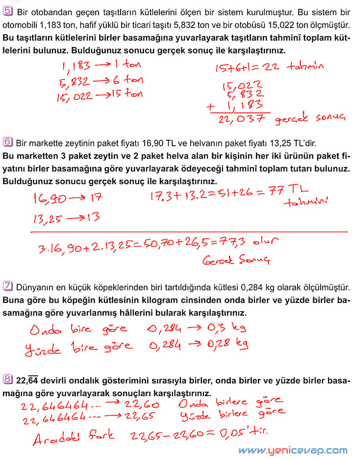 6. Sınıf Matematik Kitabı Sayfa 146 147 151 152 153 Cevapları Meb
