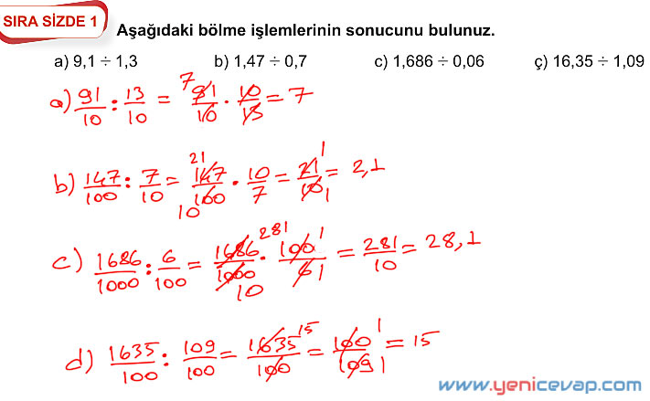 6. Sınıf Matematik Kitabı Sayfa 154 157 162 163 167 Cevapları Meb