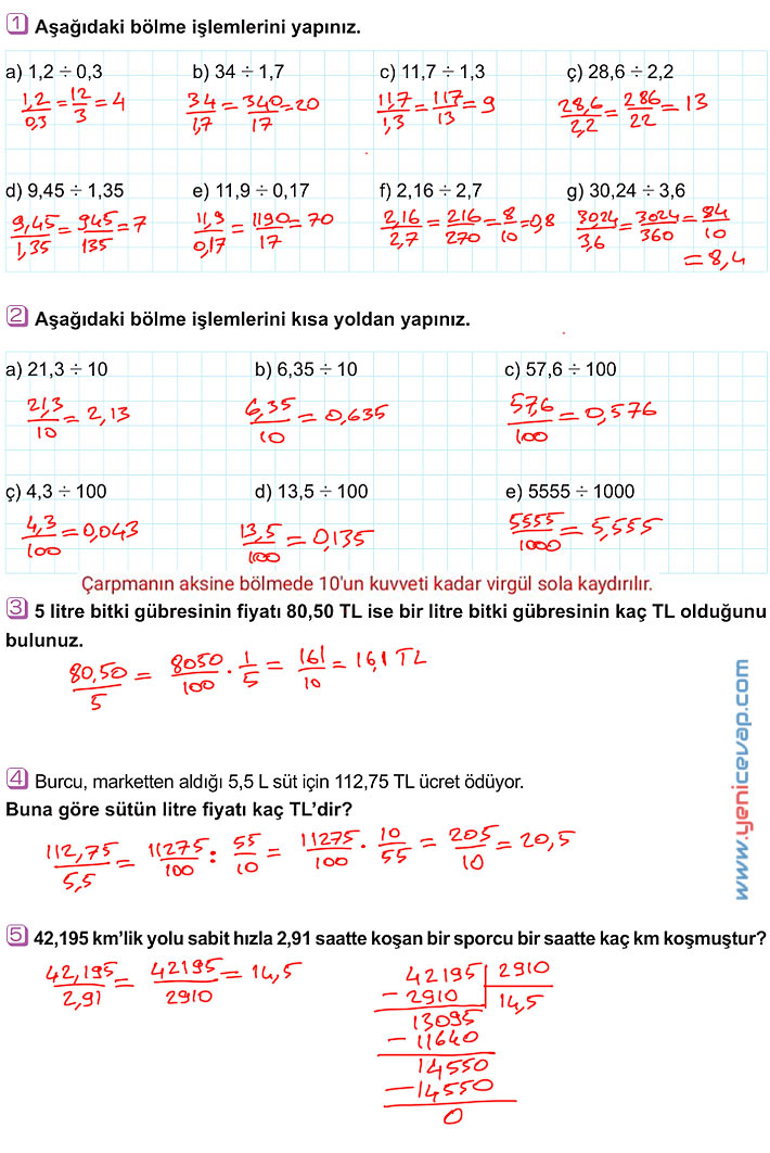 6. Sınıf Matematik Kitabı Sayfa 154 157 162 163 167 Cevapları Meb
