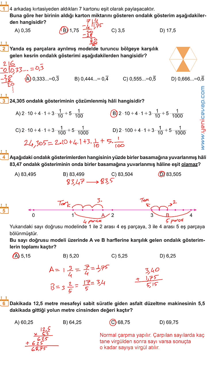6. Sınıf Matematik Kitabı Sayfa 176 177 178 179 184 Cevapları Meb