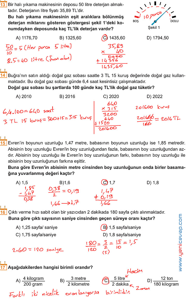 6. Sınıf Matematik Kitabı Sayfa 176 177 178 179 184 Cevapları Meb