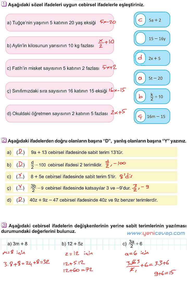 6. Sınıf Matematik Kitabı Sayfa 187 188 189 193 200 202 Cevapları Meb