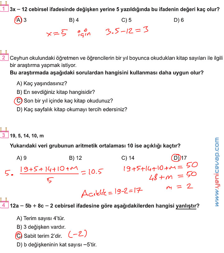 6. Sınıf Matematik Kitabı Sayfa 203 204 205 206 207 Cevapları Meb