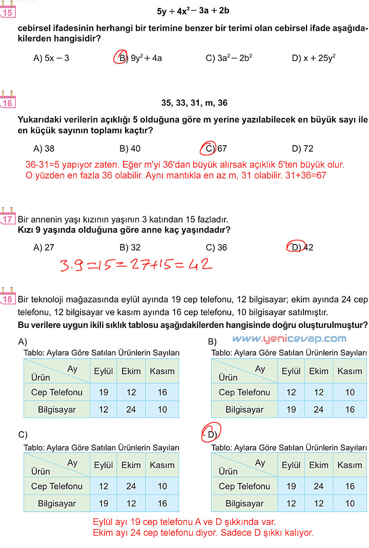 6. Sınıf Matematik Kitabı Sayfa 208 209 213 215 216 217 218 Cevapları Meb
