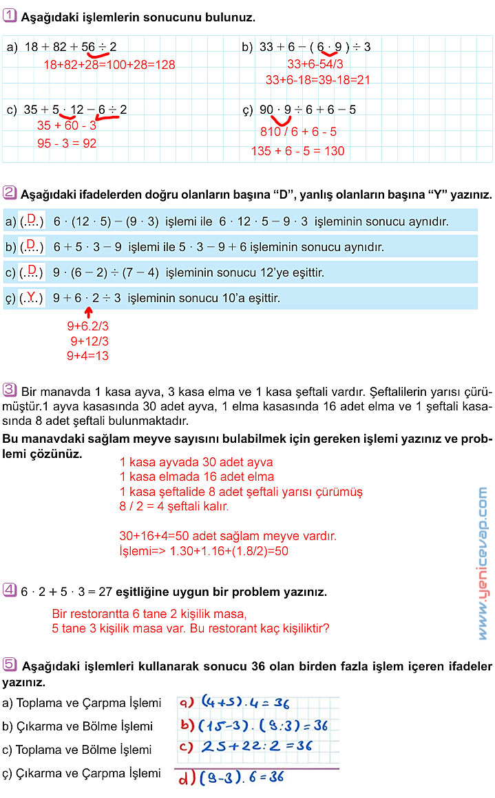 6. Sınıf Matematik Kitabı Sayfa 22 23 30 31 Cevapları Meb