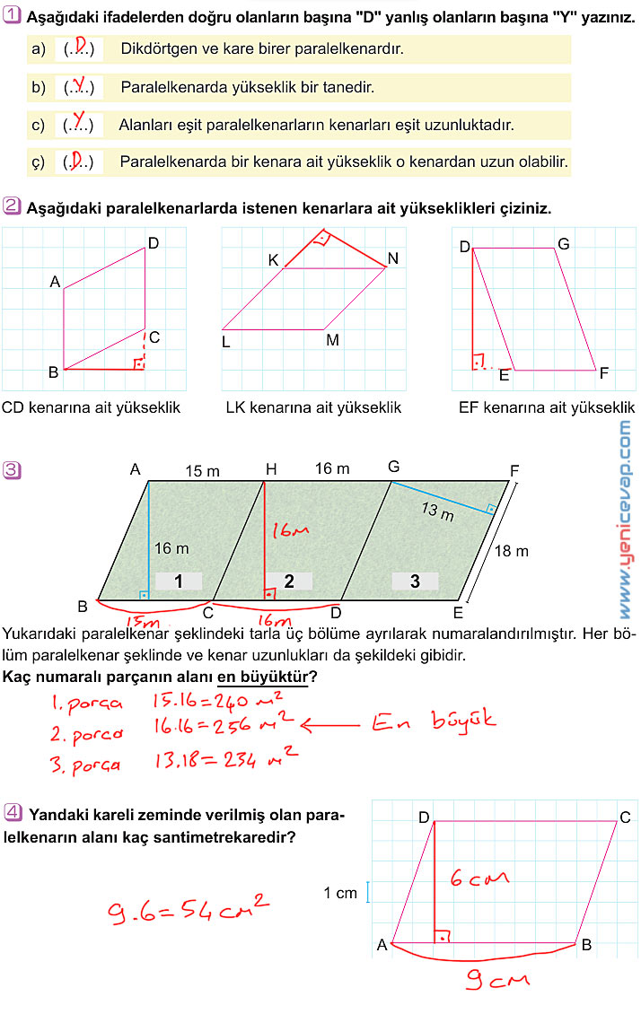 6. Sınıf Matematik Kitabı Sayfa 225 226 228 230 231 Cevapları Meb