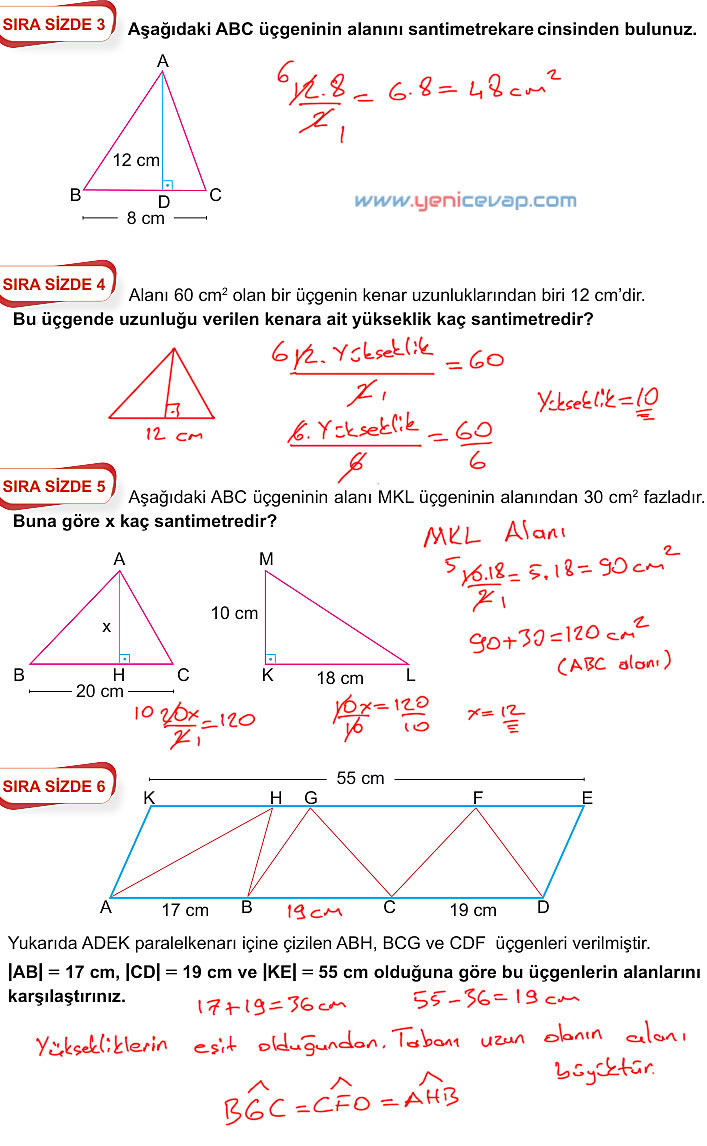 6. Sınıf Matematik Kitabı Sayfa 234 236 237 240 241 Cevapları Meb