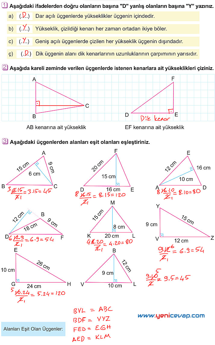 6. Sınıf Matematik Kitabı Sayfa 234 236 237 240 241 Cevapları Meb