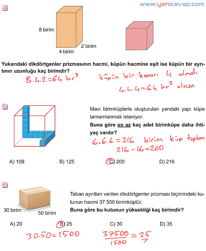 6. Sınıf Matematik Kitabı Sayfa 268 269 277 278 279 Cevapları Meb