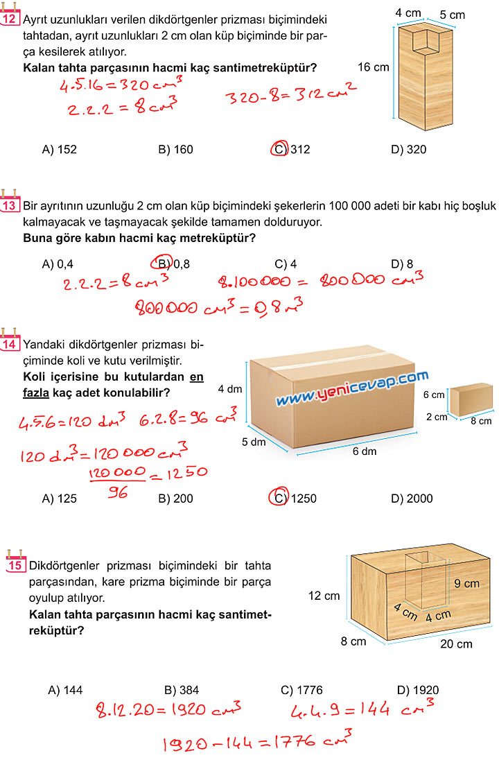 6. Sınıf Matematik Kitabı Sayfa 299 300 301 302 303 304 Cevapları Meb