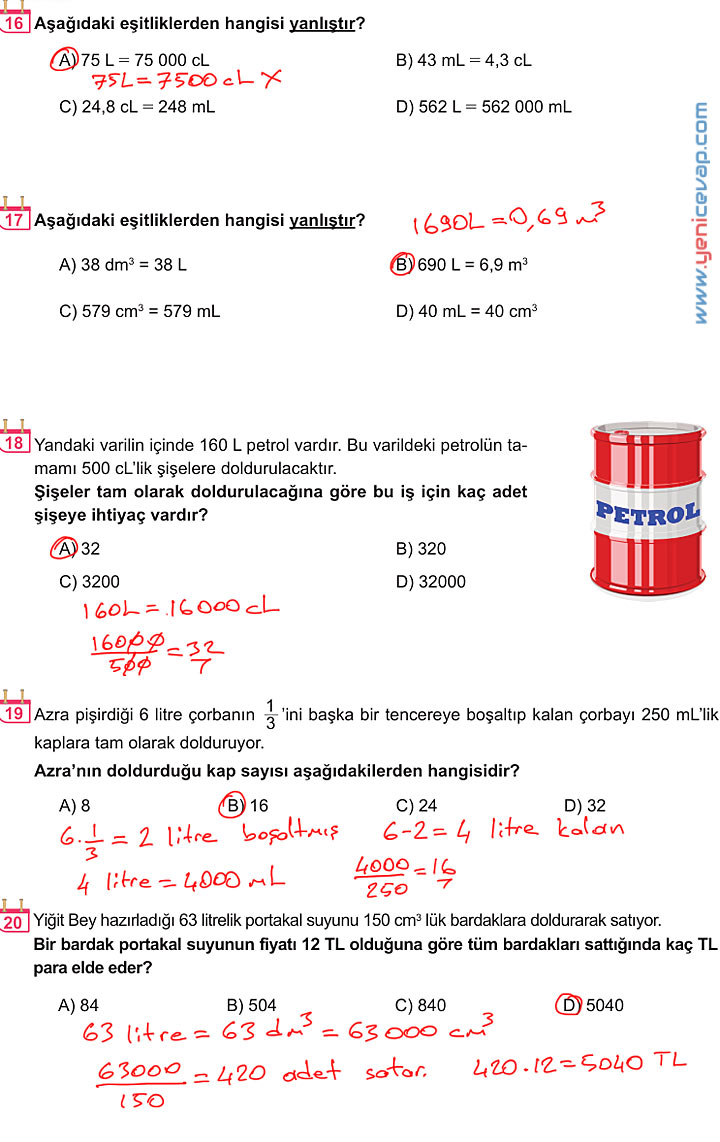 6. Sınıf Matematik Kitabı Sayfa 299 300 301 302 303 304 Cevapları Meb