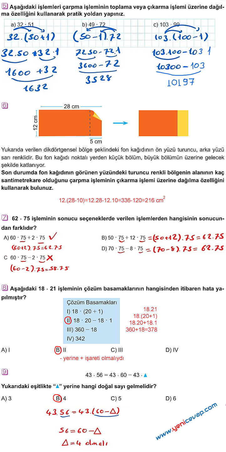 6. Sınıf Matematik Kitabı Sayfa 22 23 30 31 Cevapları Meb