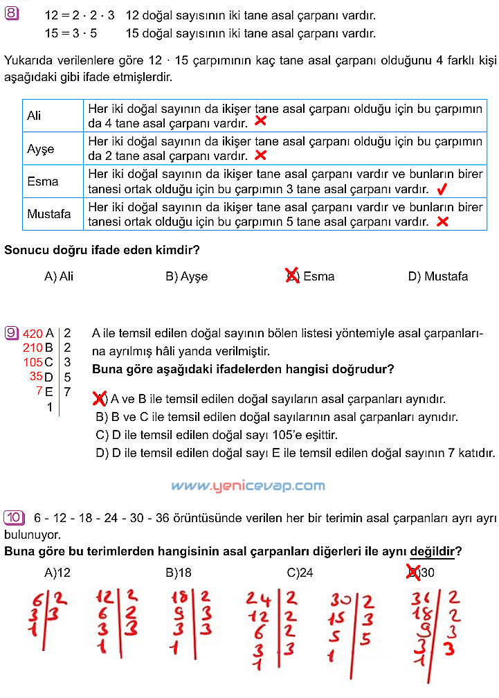 6. Sınıf Matematik Kitabı Sayfa 49 50 53 57 58 Cevapları Meb