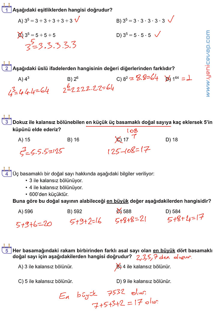 6. Sınıf Matematik Kitabı Sayfa 72 73 74 75 79 Cevapları Meb