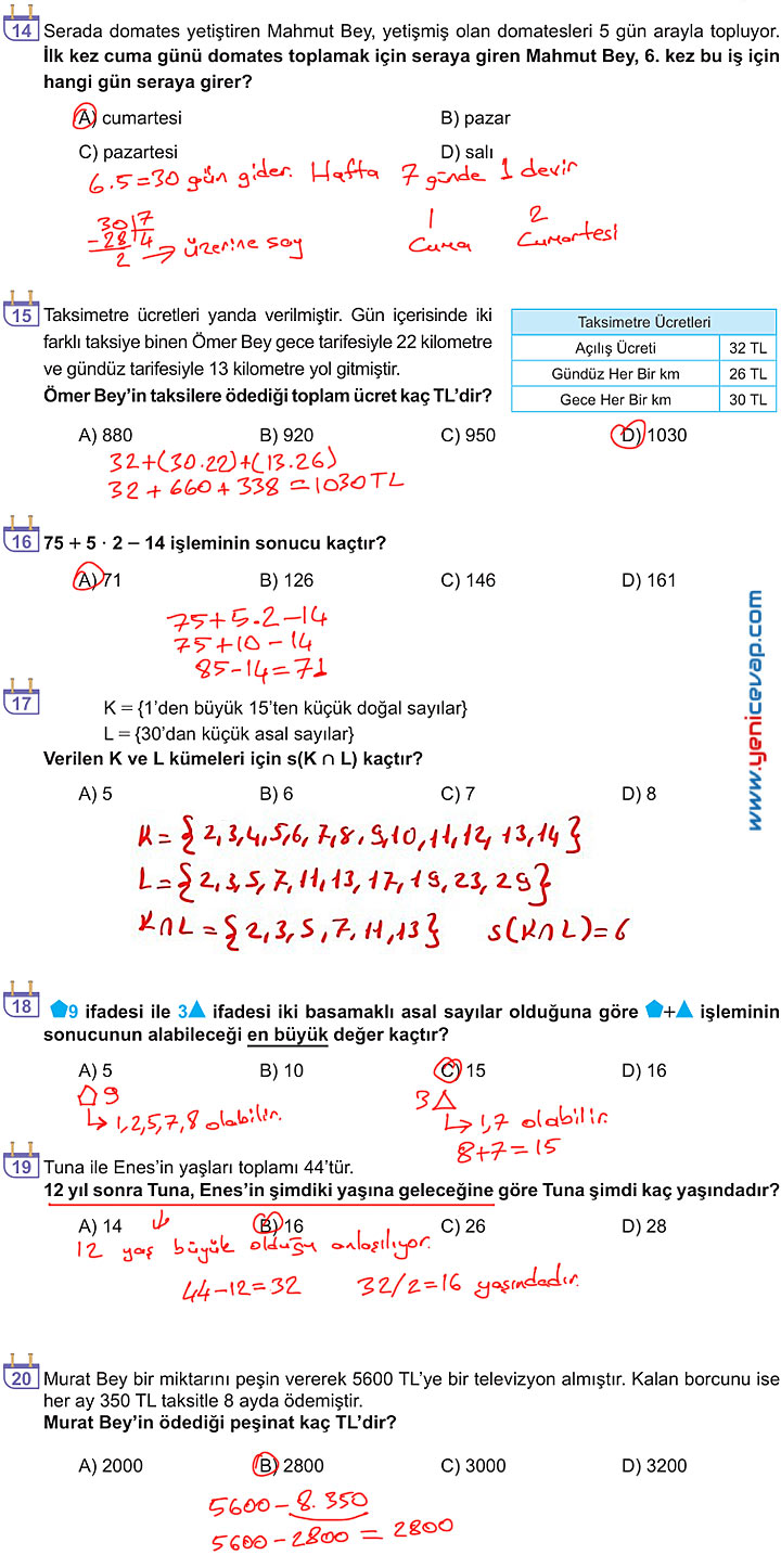 6. Sınıf Matematik Kitabı Sayfa 72 73 74 75 79 Cevapları Meb