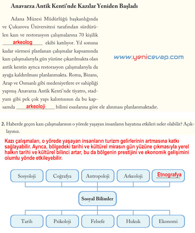 6. Sınıf Sosyal Bilgiler Kitabı Sayfa 134 135 136 137 138 140 141 Cevapları Evos