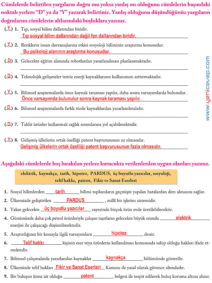 6. Sınıf Sosyal Bilgiler Kitabı Sayfa 152 153 154 155 156 157 158 159 Cevapları Evos