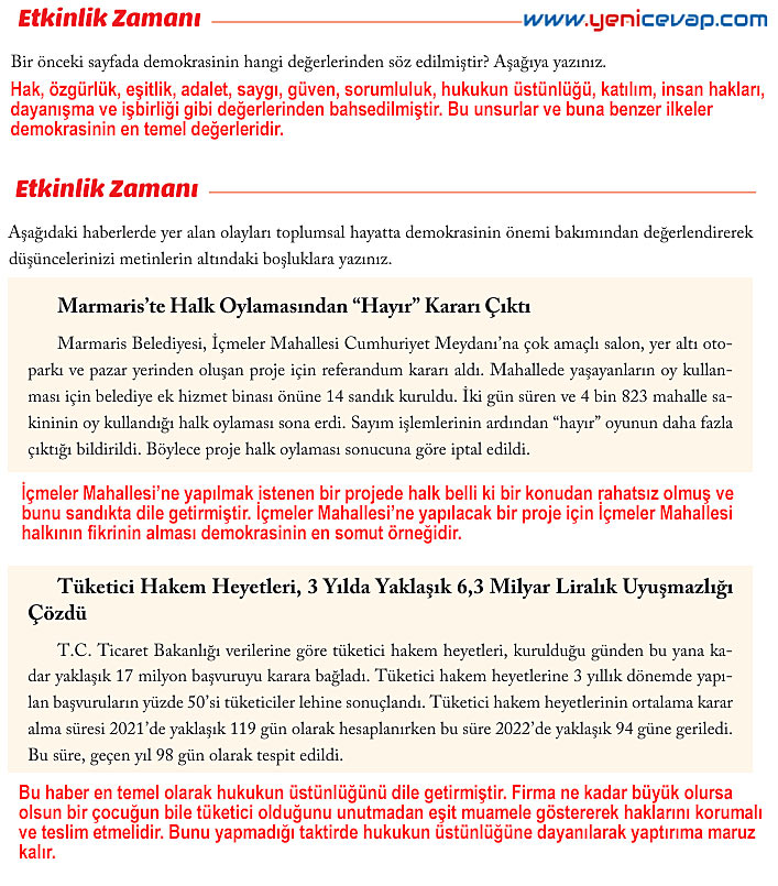 6. Sınıf Sosyal Bilgiler Kitabı Sayfa 220 221 222 223 224 225 226 227 Cevapları Evos