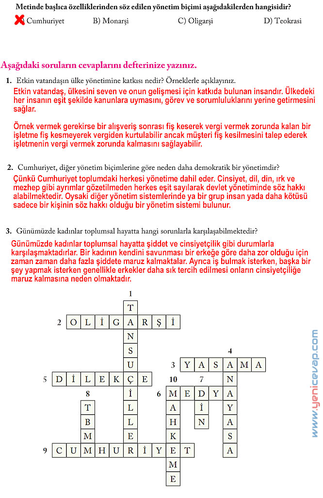 6. Sınıf Sosyal Bilgiler Kitabı Sayfa 239 240 241 244 245 246 247 248 Cevapları Evos