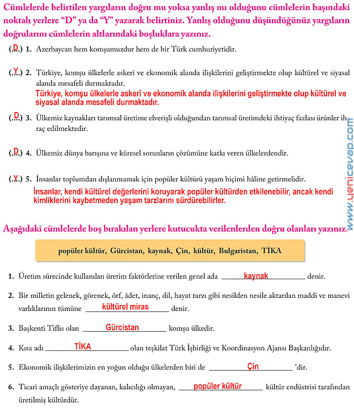 6. Sınıf Sosyal Bilgiler Kitabı Sayfa 273 274 275 276 277 Cevapları Evos