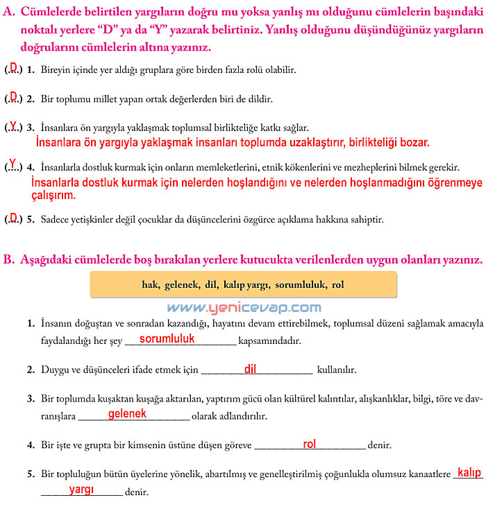 6. Sınıf Sosyal Bilgiler Kitabı Sayfa 28 29 30 32 33 34 Cevapları Evos
