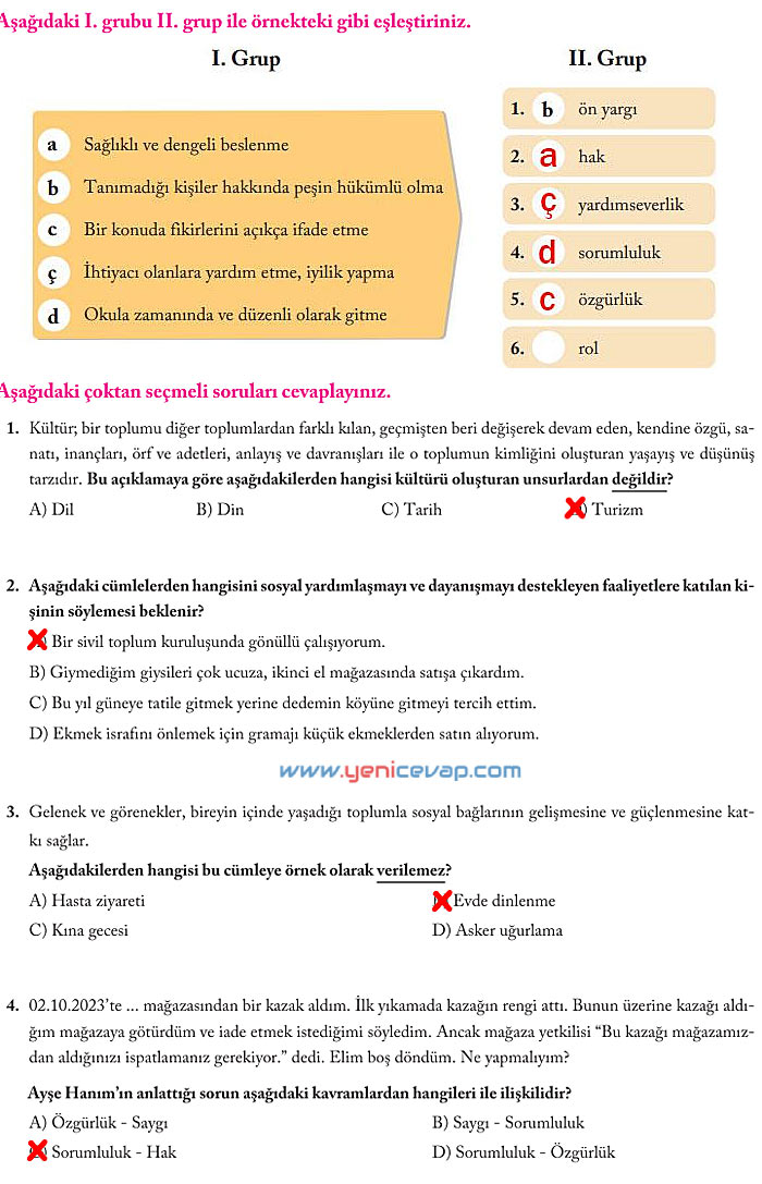 6. Sınıf Sosyal Bilgiler Kitabı Sayfa 35 36 37 40 41 42 43 44 Cevapları Evos