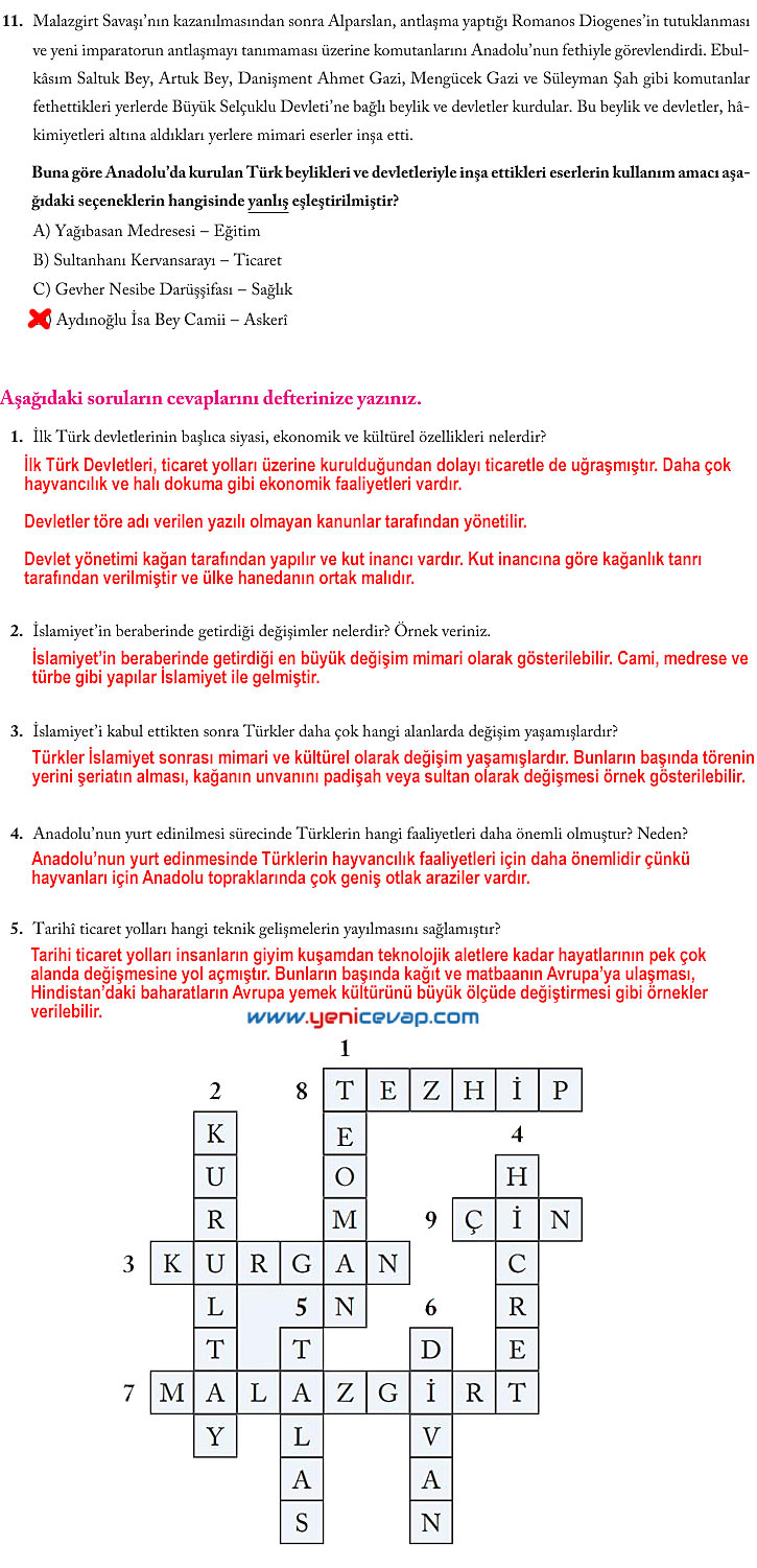 6. Sınıf Sosyal Bilgiler Kitabı Sayfa 88 89 90 91 92 93 Cevapları Evos