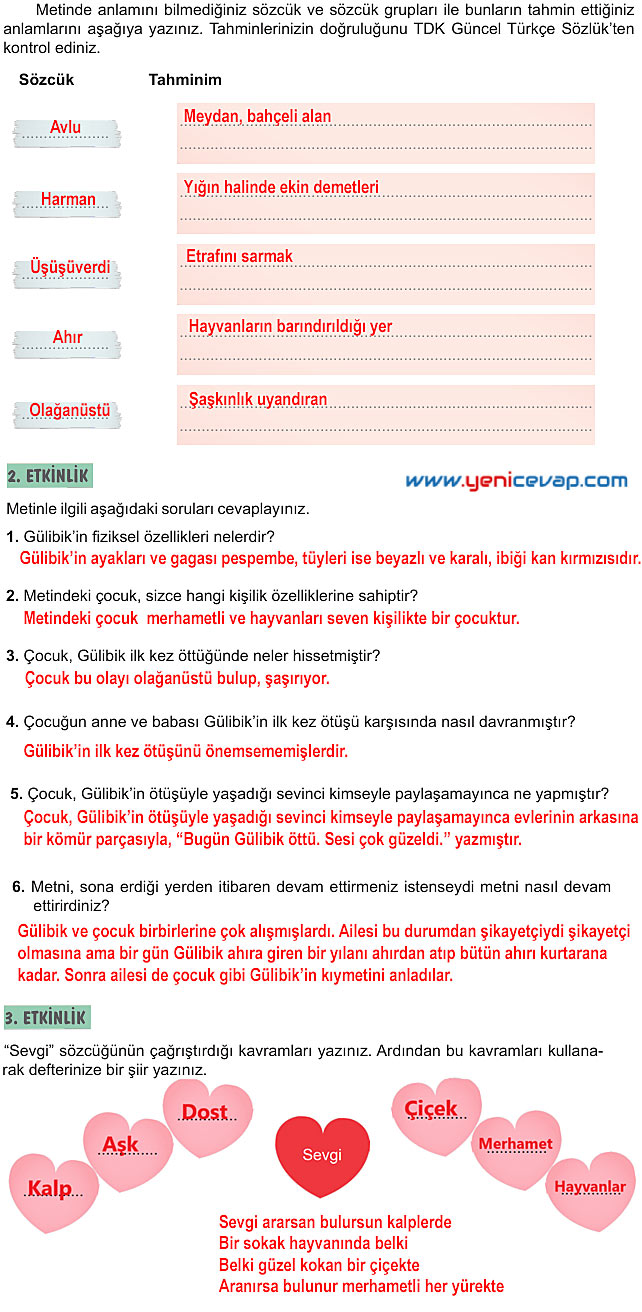 6. Sınıf Türkçe Kitabı Sayfa 111 112 113 114 115 116 Cevapları Meb