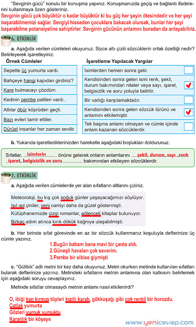 6. Sınıf Türkçe Kitabı Sayfa 111 112 113 114 115 116 Cevapları Meb