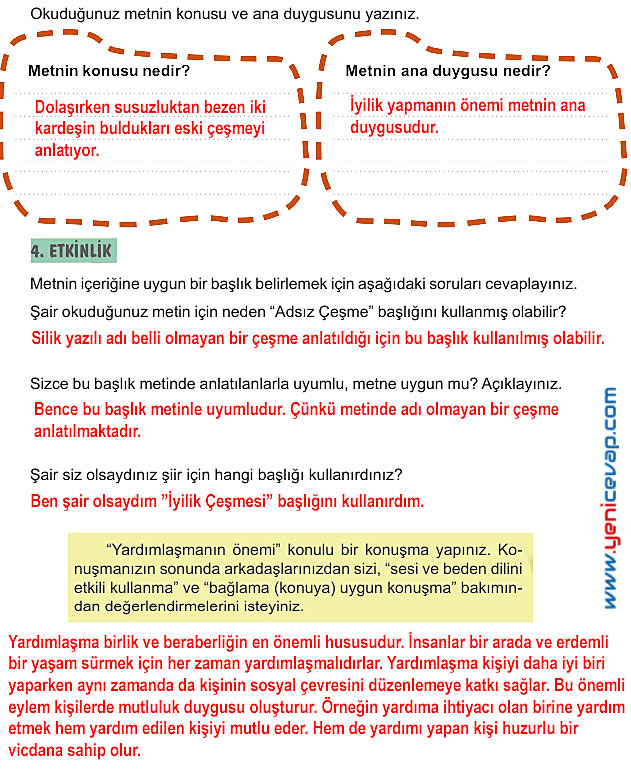 6. Sınıf Türkçe Kitabı Sayfa 117 119 122 123 124 125 Cevapları Meb