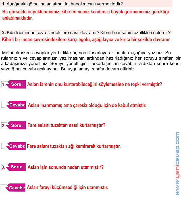 6. Sınıf Türkçe Kitabı Sayfa 117 119 122 123 124 125 Cevapları Meb