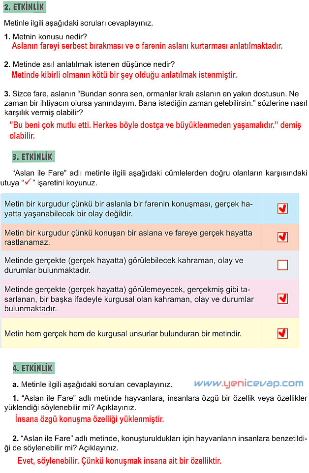 6. Sınıf Türkçe Kitabı Sayfa 117 119 122 123 124 125 Cevapları Meb