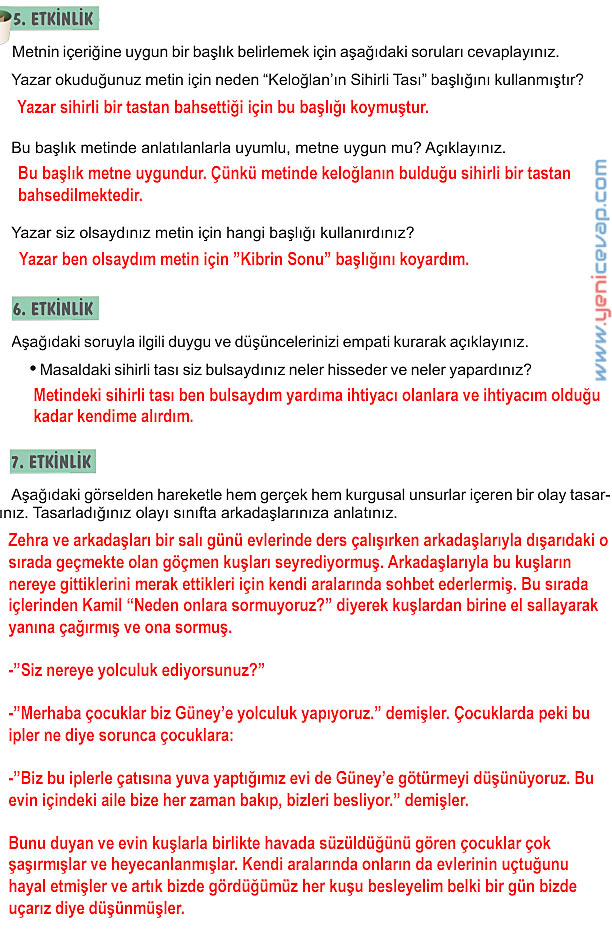 6. Sınıf Türkçe Kitabı Sayfa 126 127 128 129 130 Cevapları Meb