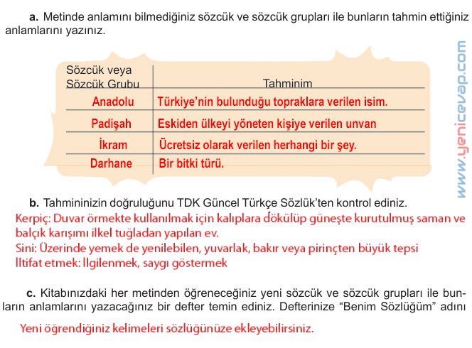 6. Sınıf Türkçe Kitabı Sayfa 12 13 14 15 16 17 Cevapları Meb