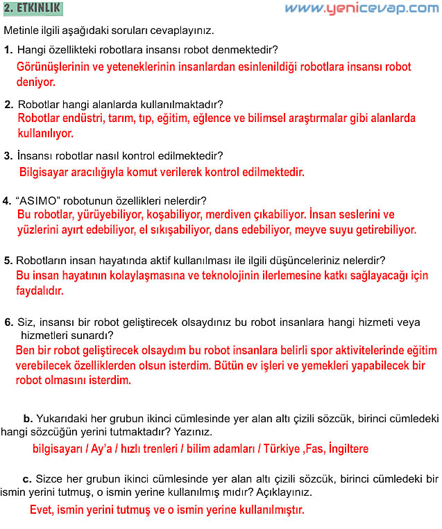 6. Sınıf Türkçe Kitabı Sayfa 139 140 141 142 145 Cevapları Meb