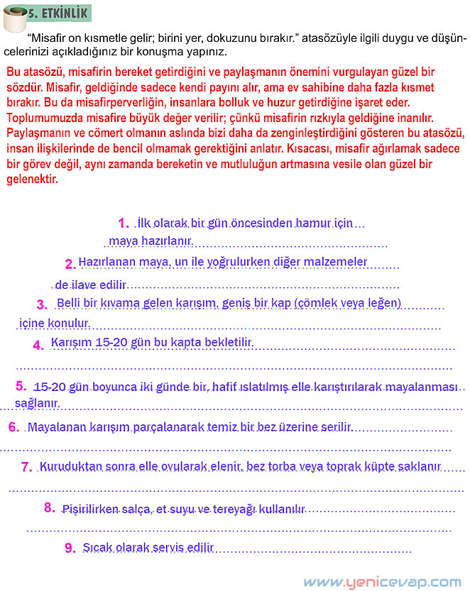 6. Sınıf Türkçe Kitabı Sayfa 12 13 14 15 16 17 Cevapları Meb