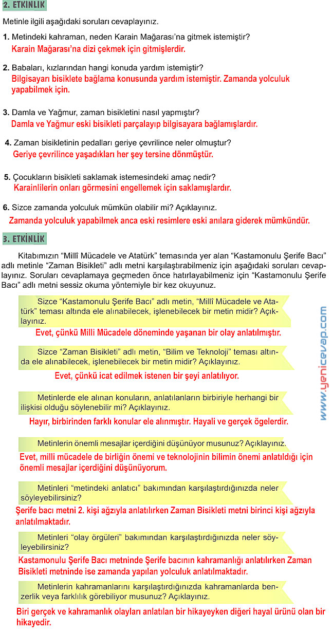 6. Sınıf Türkçe Kitabı Sayfa 153 154 155 156 157 Cevapları Meb