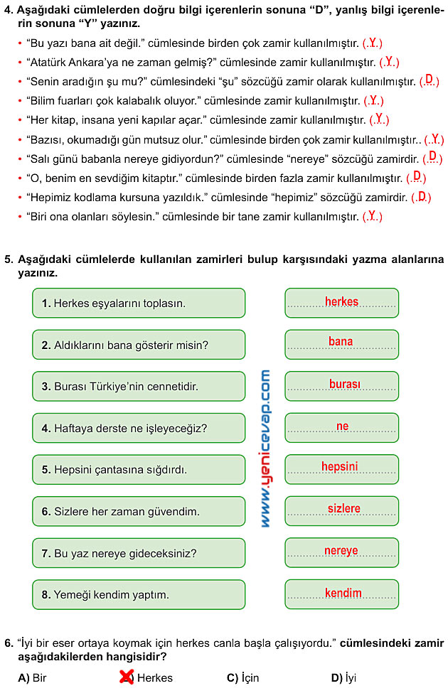 6. Sınıf Türkçe Kitabı Sayfa 158 159 160 162 163 Cevapları Meb