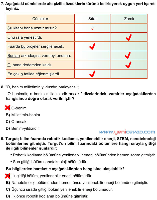 6. Sınıf Türkçe Kitabı Sayfa 164 166 169 171 172 Cevapları Meb