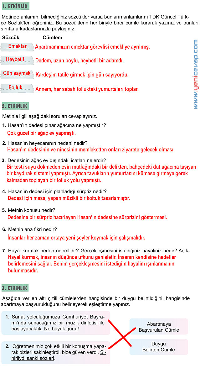 6. Sınıf Türkçe Kitabı Sayfa 164 166 169 171 172 Cevapları Meb