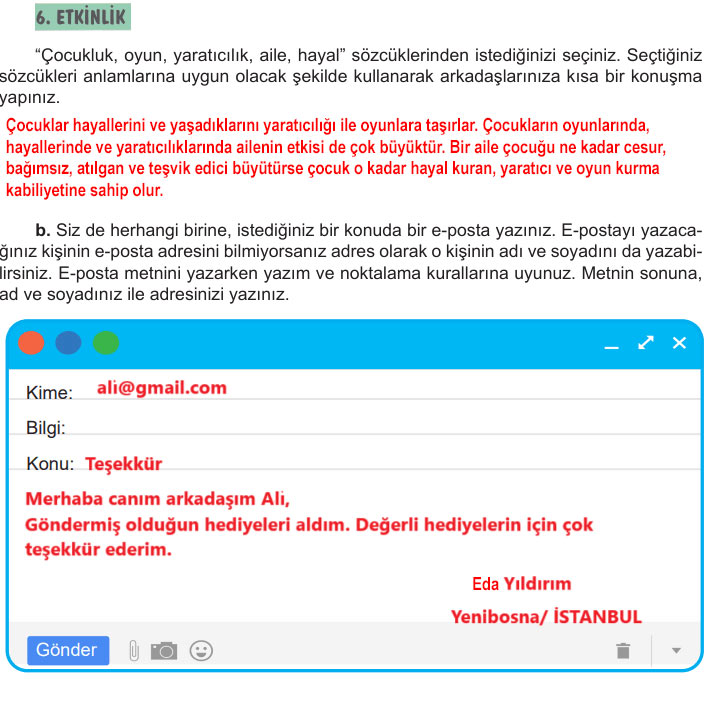6. Sınıf Türkçe Kitabı Sayfa 164 166 169 171 172 Cevapları Meb