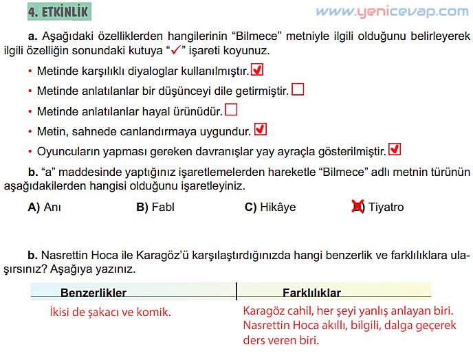 6. Sınıf Türkçe Kitabı Sayfa 179 181 187 188 189 Cevapları Meb