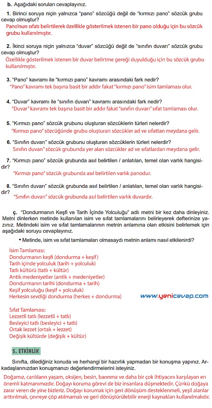 6. Sınıf Türkçe Kitabı Sayfa 190 191 192 193 194 Cevapları Meb